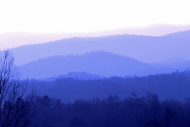 Blue Mountain Vista With Layers and Shades Of Blue stock photo