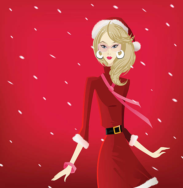Christmas girl vector art illustration