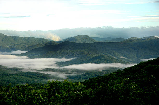 Blue Ridge Mountains Fog In Valley stock photo