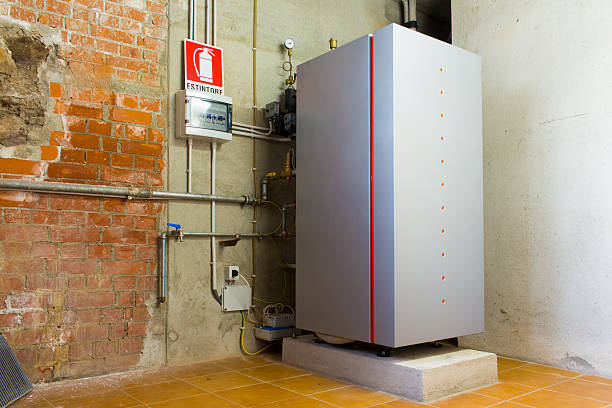 istock Condensing gas boiler in the boiler room 497632130