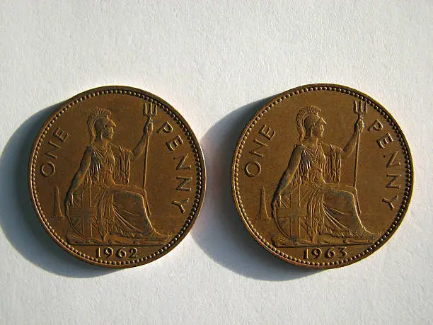 1962/1963 British One Penny (tail sides).