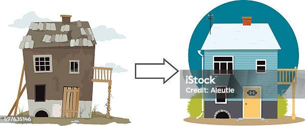 Flipping A House Stock Illustration - Download Image Now - House, Throwing, Run-Down