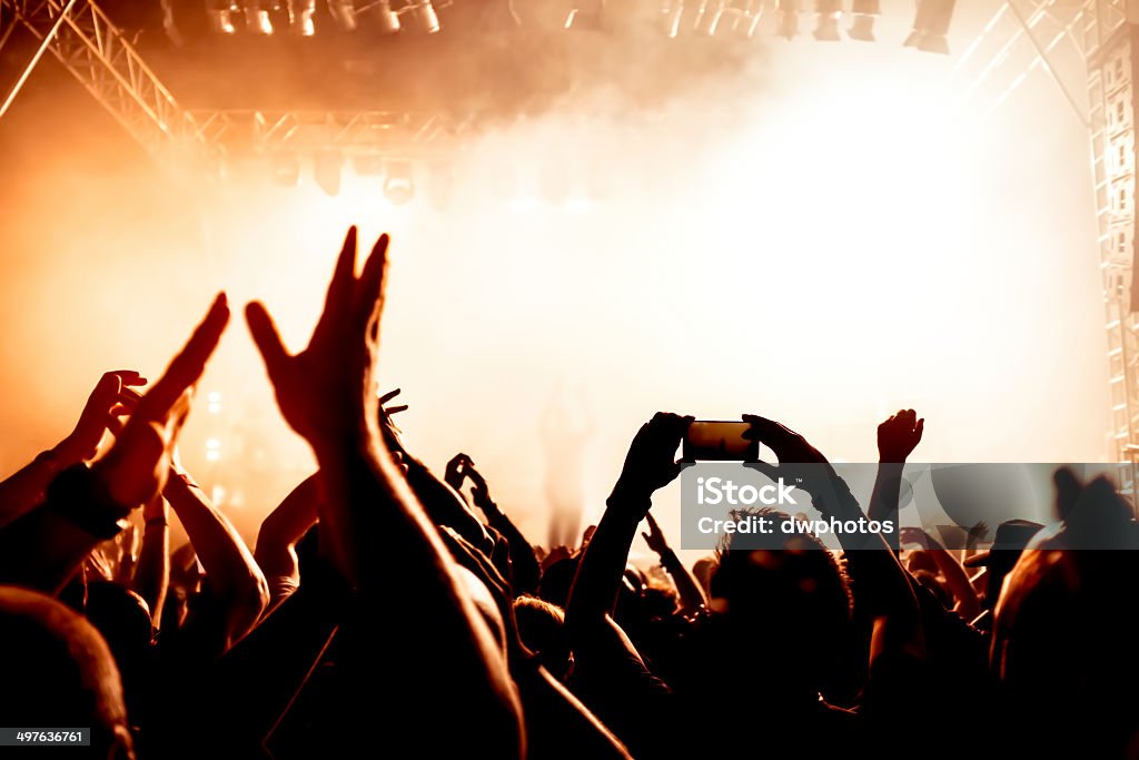 Concert Crowd Silhouettes of crowd at a rock concert Adolescence Stock Photo