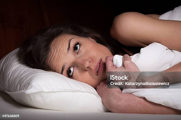 Woman Looking Frightened At Night Stock Photo - Download Image Now - Fear, Women, Adult