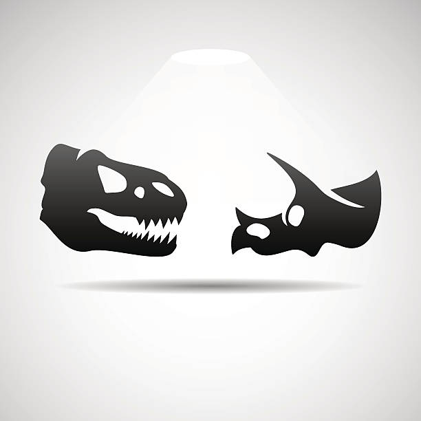 Dinosaurs skulls icon vector art illustration
