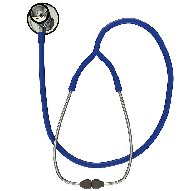 istock Blue medical phonendoscope on the white background 497638011