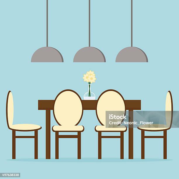 Modern Dining Room Interior Design Stock Illustration - Download Image ...