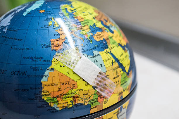 istock Globe with Bandaid/Plaster Over North Africa 497640184
