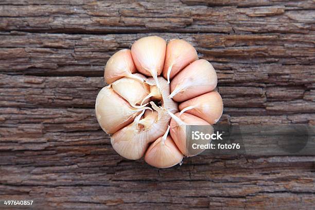 Garlic Whole On The Wooden Background Stock Photo - Download Image Now - Close-up, Food, Garlic