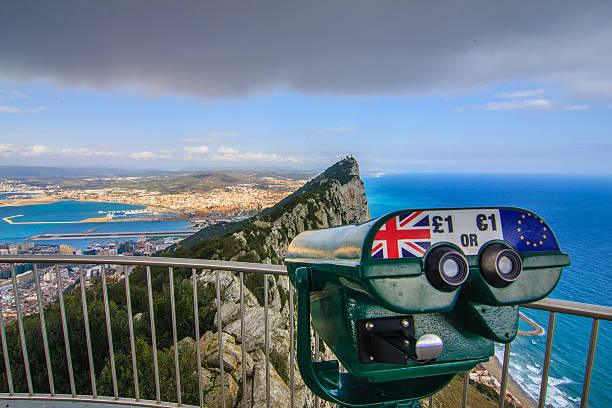 Panoramic view from the Rock of Gibraltar stock photo