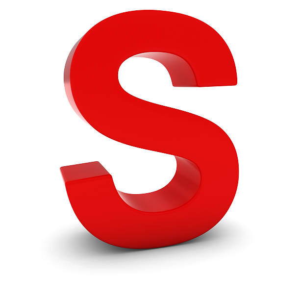 Red 3D Uppercase Letter S Isolated on white with shadows