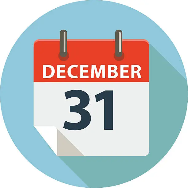 Vector illustration of Flat Icon of End Year Day