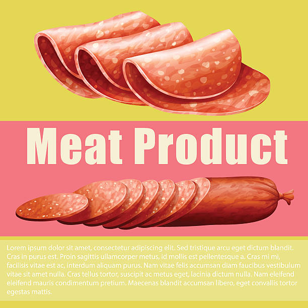Meat product sign Meat product and sign illustration salami lunch meat stock illustrations