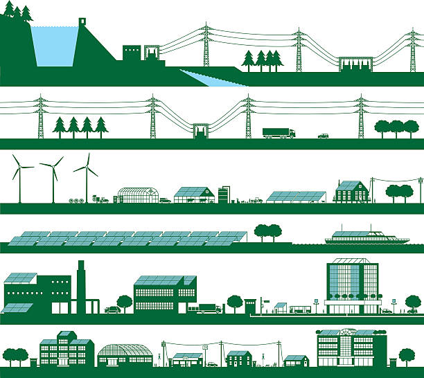 에너지 - power line stock illustrations