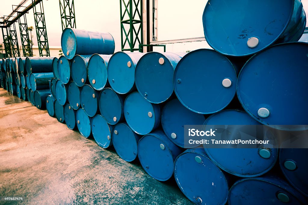 Industry oil barrels or chemical drums Industry oil barrels or chemical drums stacked up. Fillter image processed. Barrel Stock Photo