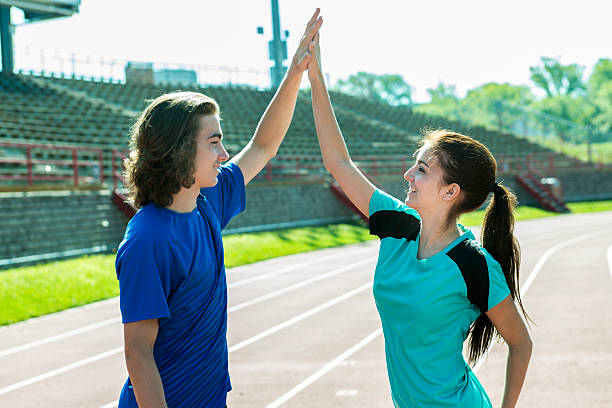 istock Happy teen doing training workout and sport activity 497657970
