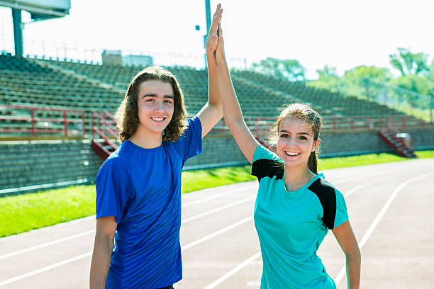 istock Happy teen doing training workout and sport activity 497657982