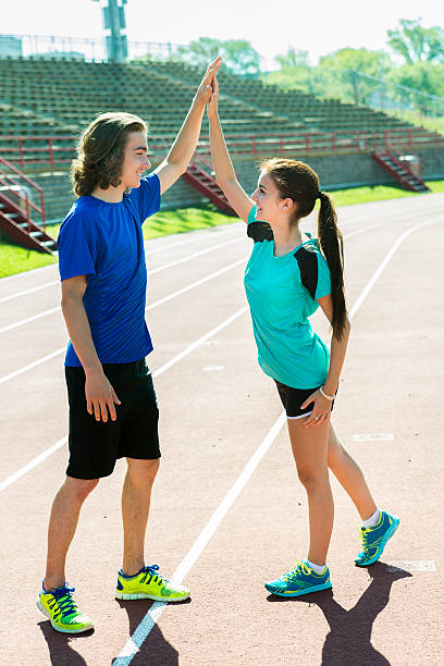 istock Happy teen doing training workout and sport activity 497657988