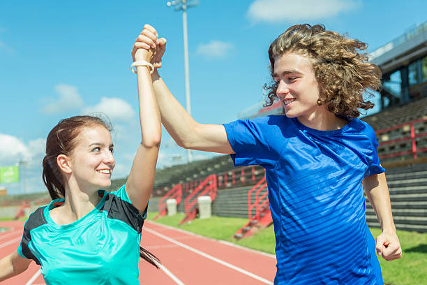 istock Happy teen doing training workout and sport activity 497658116
