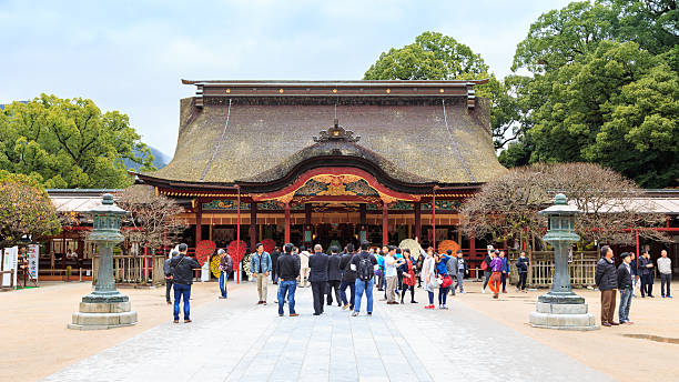 Kyushu, Japan - November 9, 2015: Dazaifu Tenmangu is the most important Tenmangu shrines in Japan. People come to sacred for successful in education. The main hall was built in 1591, over the grave of Michizane Sugawara or the God of literature.