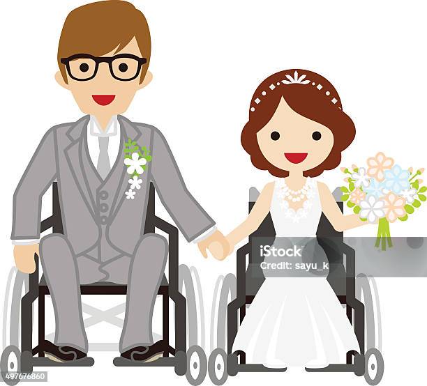 Ilustración de Boda Pareja Para Silla De Ruedas y más Vectores Libres de Derechos de Avatar - Avatar, Diversidad funcional, 2015