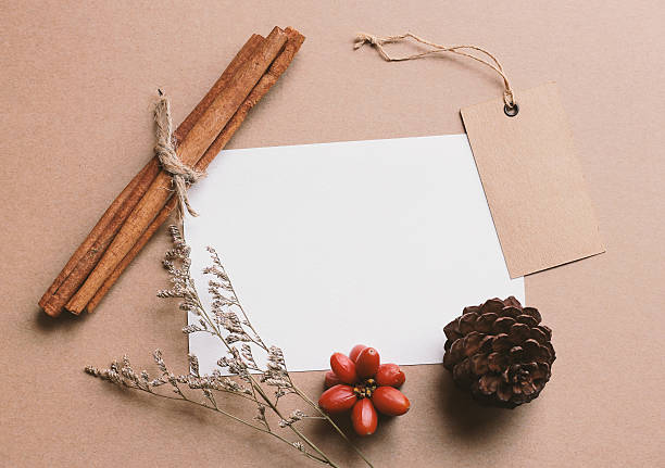 istock Blank greeting card and tag mock up with craft 497680770