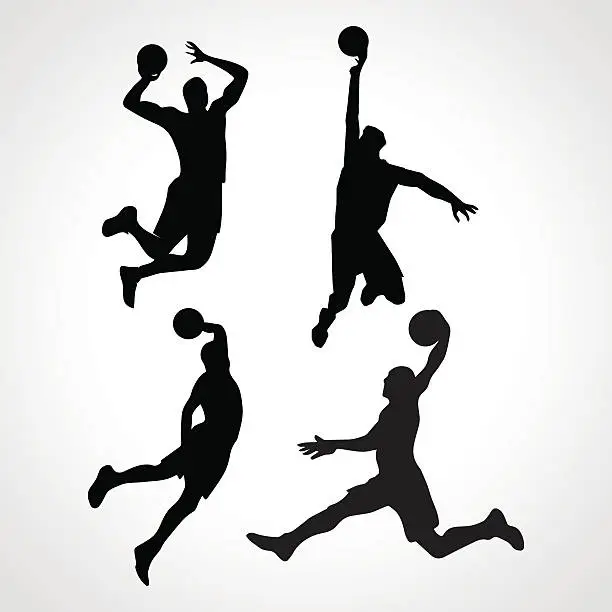 Vector illustration of Basketball players collection vector