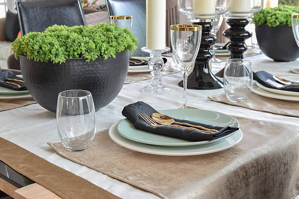 istock elegant table set in modern style dining room interior 497684744