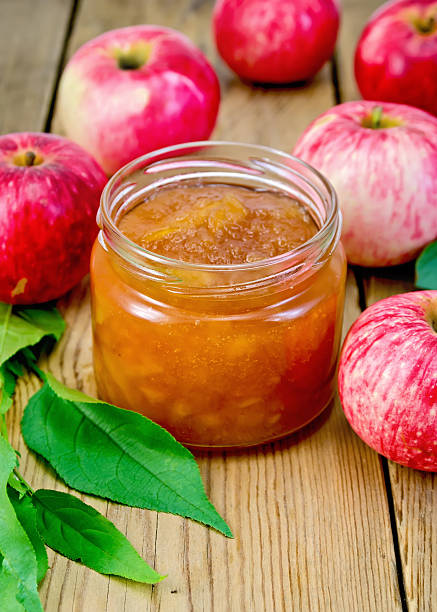 istock Jam apple with apples on the board 497687291