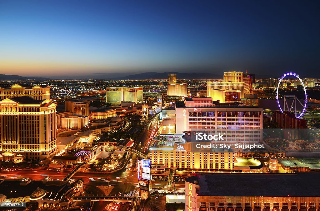 Never sleep Las Vegas Las Vegas sunset view fron the top. Las Vegas Stock Photo