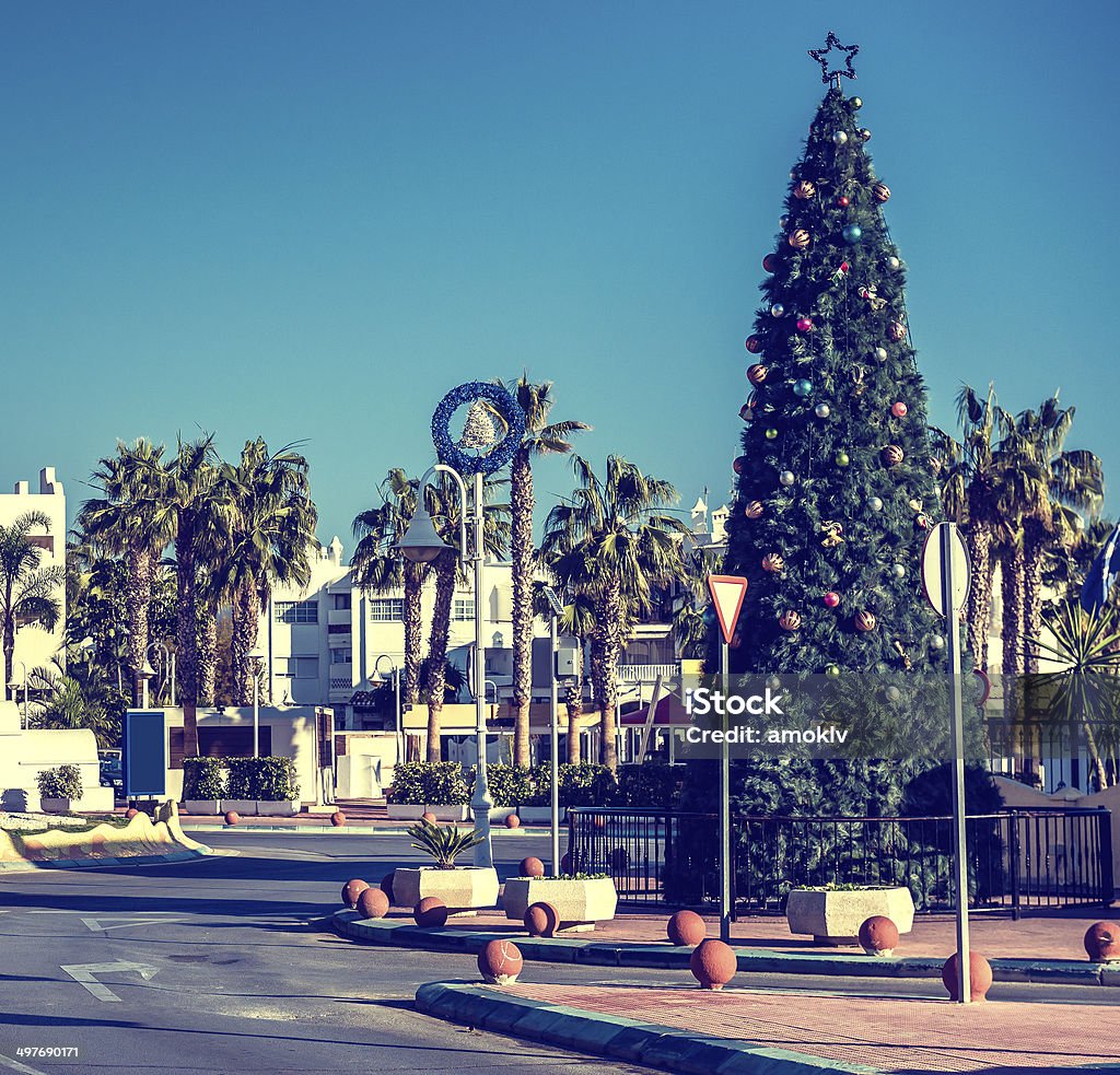 Christmas tree outdoors Christmas tree outdoors. Benalmadena town, Malaga. Southern Spain Andalusia Stock Photo