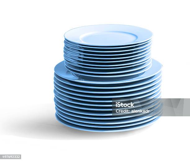 Blue Plates Stack Stack Of Plates Stock Photo - Download Image Now - 2015, Backgrounds ...