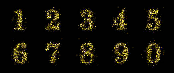 istock Sparkling golden glitter sequins numbers set 0 to 1 497700954