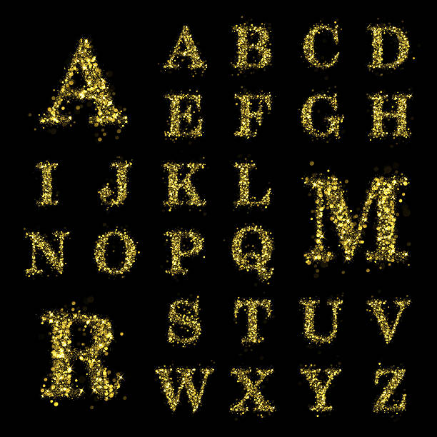 istock Sparkling golden glitter sequins font set A to Z 497700984