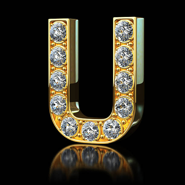 istock Gold Letter U With Diamonds 497706508