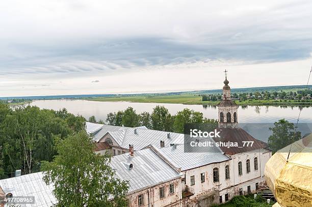 Top View On Ancient Church With River In Background Stock Photo - Download Image Now