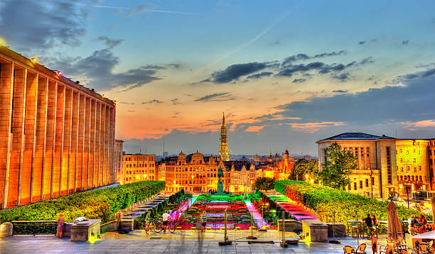 Mont des Arts in Brussels in the evening
