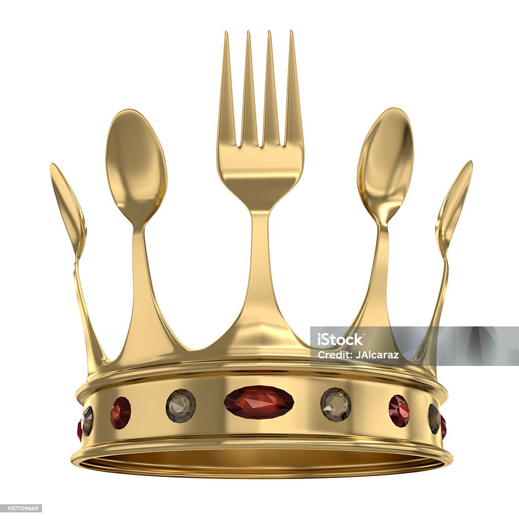 King of the kitchen Gold crown made ​​of cutlery representing the king of the kitchen Award Stock Photo