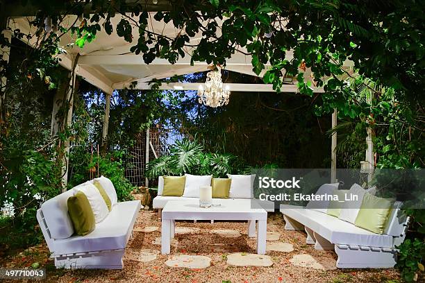 Romantic Atmosphere Evening On The Porch Stock Photo - Download Image Now - Patio, Yard - Grounds, Gazebo
