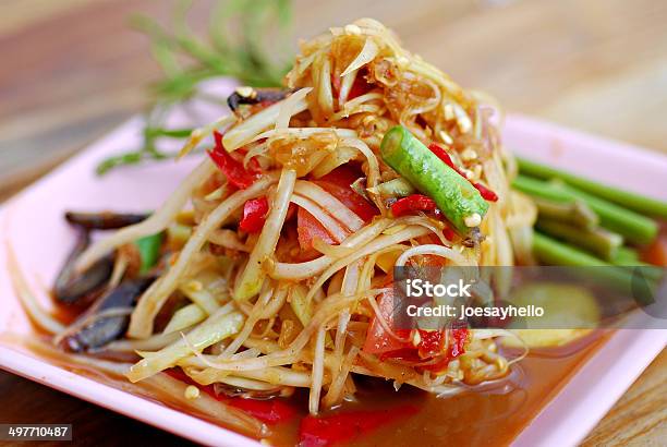 Som Tum Thai Papaya Salad Stock Photo - Download Image Now - Bean, Carrot, Close-up