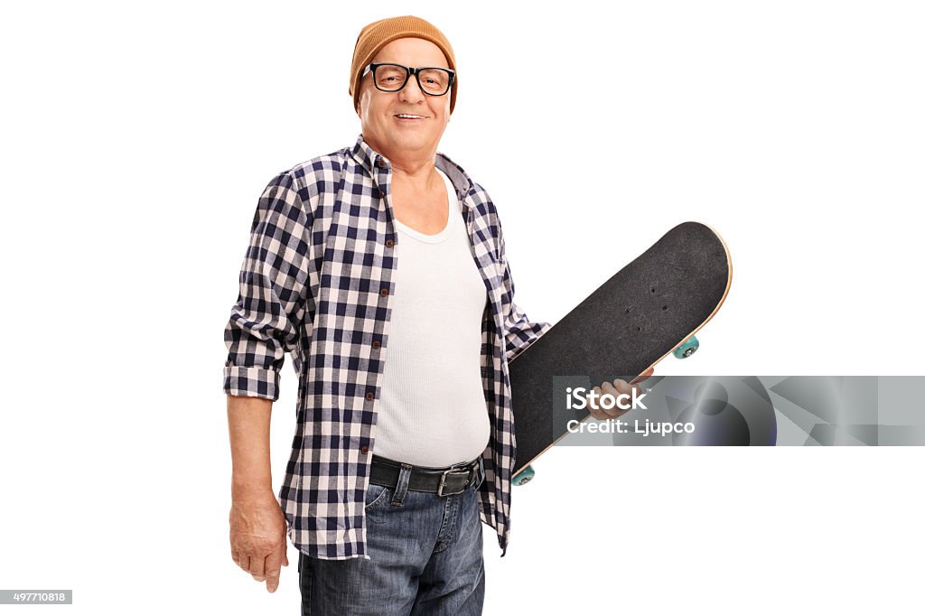 Senior hipster mit einem skateboard - Lizenzfrei Jung geblieben Stock-Foto