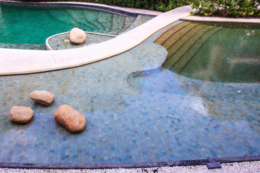 Residential Inground Swimming Pool in Backyard.