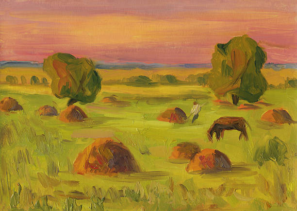 istock Country landscape summer. Oil painting 497711844