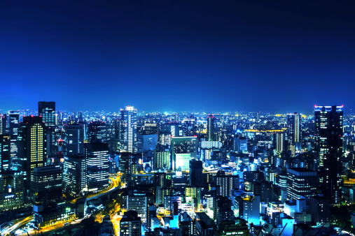 Japan Osaka night panorama