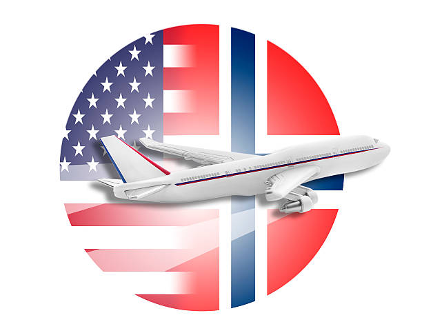 istock Plane, United States and Norway flags 497715814