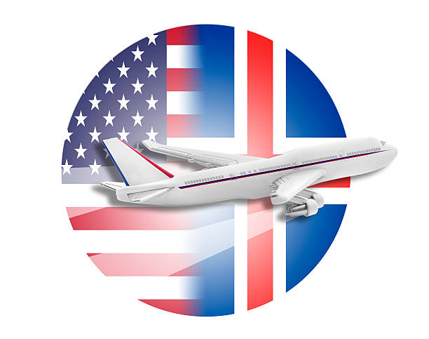 istock Plane, United States and Iceland flags 497715842
