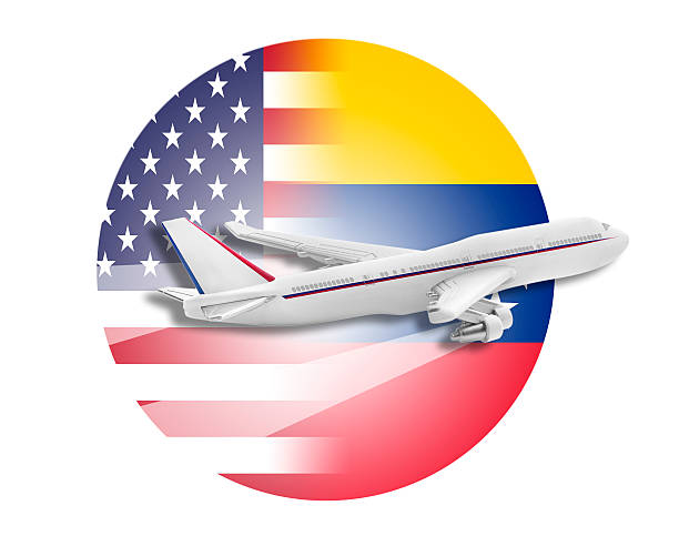 istock Plane, United States and Venezuela flags 497716006