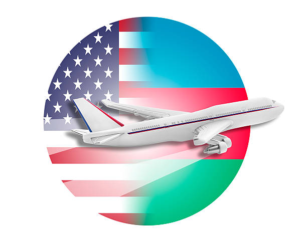 istock Plane, United States and Azerbaijan flags 497716090