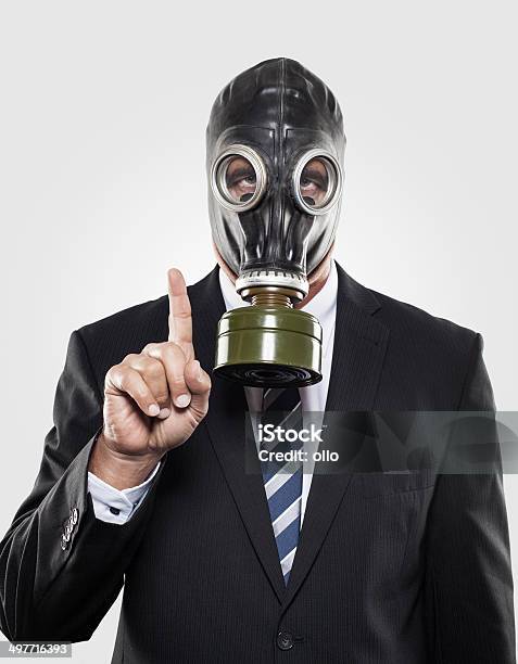 Men In A Suit With Gas Mask Stock Photo - Download Image Now - Gas Mask, Suit, Men