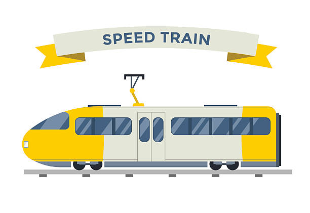 ilustraciones, imágenes clip art, dibujos animados e iconos de stock de los trenes de pasajeros y de la colección de vectores - urban scene railroad track train futuristic